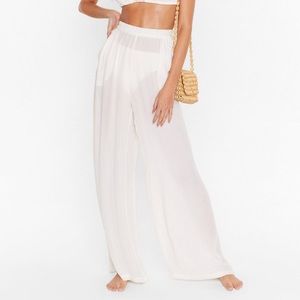 Nasty Gal Crinkle High Waisted Cover Up Pants